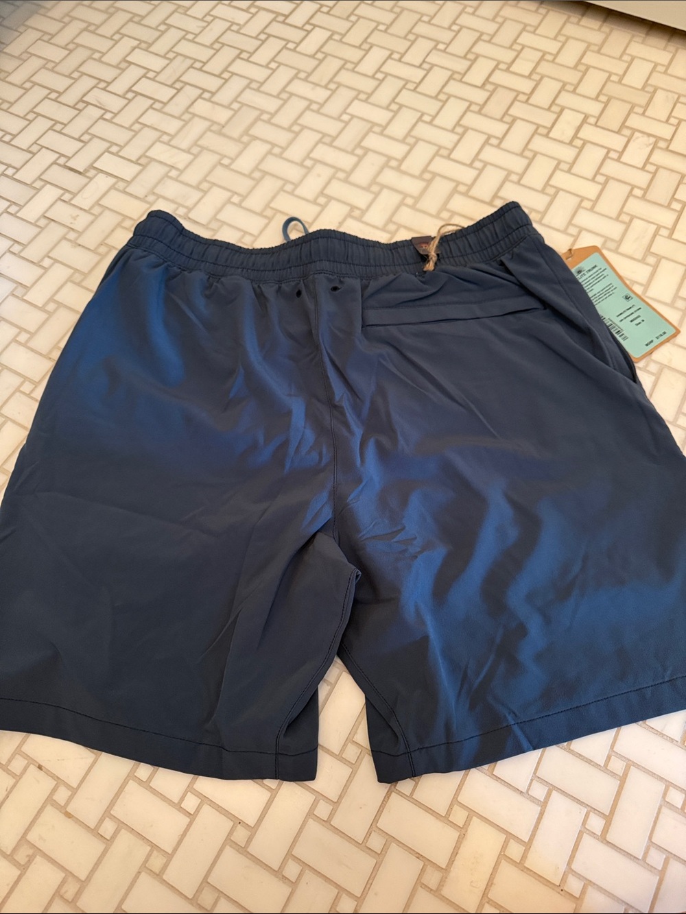 Faherty Navy Blue Drawstring Performance Shorts - Picture 3 of 3